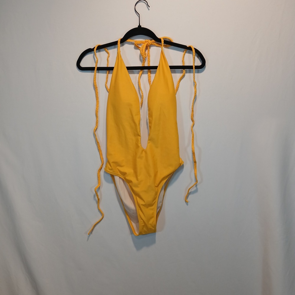 NWOT L deep plunge backless swimsuit beach swim vacation resortwear club miami